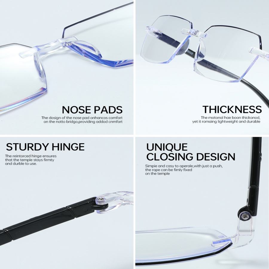 RTS Brown Frame Rimless Unisex Computer Reading Glasses with PC Blue Light Blocking Lens - Image 5