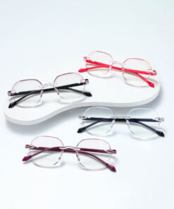 Alternative view of Trendy Unisex Rimless Anti-Blue Light Blocking Pink Lens Reading Glasses