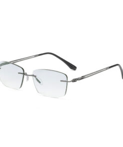 RTS New Arrival Fashion High Quality Rectangle Rimless Anti-Blue Light Reading Glasses Metal Temples PC Lenses Lightweight