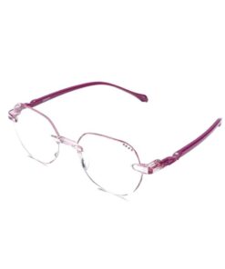 Trendy Unisex Rimless Anti-Blue Light Blocking Pink Lens Reading Glasses